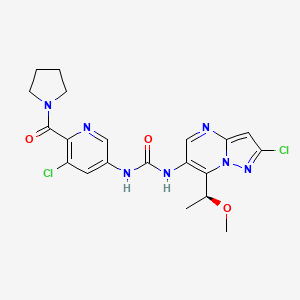 molecular formula C20H21Cl2N7O3 B609184 1-[2-chloro-7-[(1S)-1-methoxyethyl]pyrazolo[1,5-a]pyrimidin-6-yl]-3-[5-chloro-6-(pyrrolidine-1-carbonyl)pyridin-3-yl]urea CAS No. 2097853-86-4