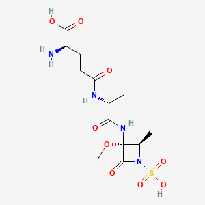 molecular formula C13H22N4O9S B609189 (2R)-2-amino-5-[[(2R)-1-[[(2R,3R)-3-methoxy-2-methyl-4-oxo-1-sulfoazetidin-3-yl]amino]-1-oxopropan-2-yl]amino]-5-oxopentanoic acid CAS No. 113784-28-4
