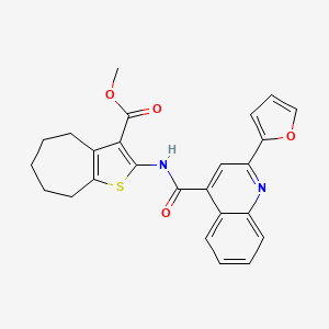 molecular formula C25H22N2O4S B6092326 methyl 2-({[2-(2-furyl)-4-quinolinyl]carbonyl}amino)-5,6,7,8-tetrahydro-4H-cyclohepta[b]thiophene-3-carboxylate 