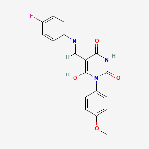 (5Z)-5-{[(4-FLUOROPHENYL)AMINO]METHYLIDENE}-1-(4-METHOXYPHENYL)-1,3-DIAZINANE-2,4,6-TRIONE