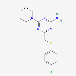 4-{[(4-CHLOROPHENYL)SULFANYL]METHYL}-6-PIPERIDINO-1,3,5-TRIAZIN-2-AMINE