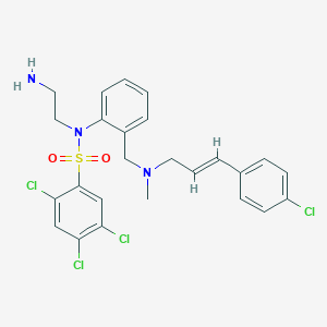 molecular formula C25H25Cl4N3O2S B060930 2-(N-(2-Aminoethyl)-N-(2,4,5-trichlorobenzenesulfonyl))amino-N-(4-chlorocinnamyl)-N-methylbenzylamine CAS No. 176181-81-0