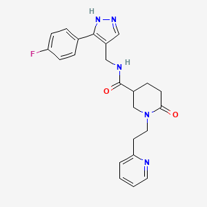 N-[[5-(4-fluorophenyl)-1H-pyrazol-4-yl]methyl]-6-oxo-1-(2-pyridin-2-ylethyl)piperidine-3-carboxamide