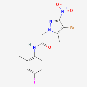 2-(4-bromo-5-methyl-3-nitro-1H-pyrazol-1-yl)-N-(4-iodo-2-methylphenyl)acetamide