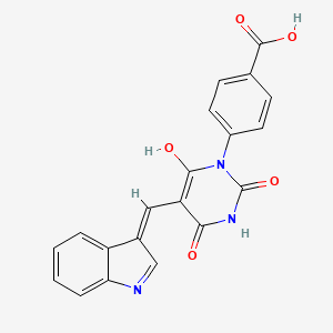 4-[(5E)-5-[(1H-INDOL-3-YL)METHYLIDENE]-2,4,6-TRIOXO-1,3-DIAZINAN-1-YL]BENZOIC ACID