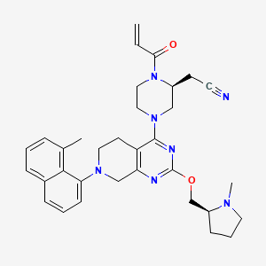 molecular formula C33H39N7O2 B609335 (2S)-1-(1-Oxo-2-propen-1-yl)-4-[5,6,7,8-tetrahydro-7-(8-methyl-1-naphthalenyl)-2-[[(2S)-1-methyl-2-pyrrolidinyl]methoxy]pyrido[3,4-d]pyrimidin-4-yl]-2-piperazineacetonitrile CAS No. 2206736-04-9