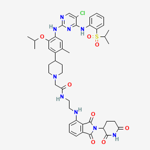 molecular formula C45H52ClN9O8S B609343 2-(4-(4-((5-Chloro-4-((2-(isopropylsulfonyl)phenyl)amino)pyrimidin-2-yl)amino)-5-isopropoxy-2-methylphenyl)piperidin-1-yl)-N-(2-((2-(2,6-dioxopiperidin-3-yl)-1,3-dioxoisoindolin-4-yl)amino)ethyl)acetamide CAS No. 2229036-62-6