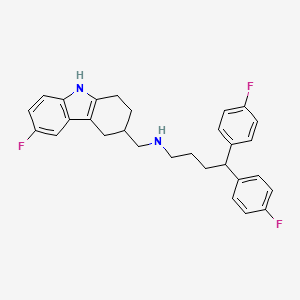 molecular formula C29H29F3N2 B609348 N-((6-Fluoro-2,3,4,9-tetrahydro-1H-carbazol-3-yl)methyl)-4,4-bis(4-fluorophenyl)butan-1-amine CAS No. 2219320-08-6