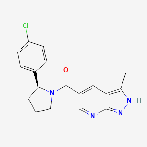 molecular formula C18H17ClN4O B609350 [(2s)-2-(4-氯苯基)吡咯烷-1-基](3-甲基-1h-吡唑并[3,4-b]吡啶-5-基)甲酮 CAS No. 1883423-59-3