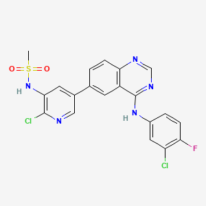 molecular formula C20H14Cl2FN5O2S B609364 N-[2-chloro-5-[4-(3-chloro-4-fluoroanilino)quinazolin-6-yl]pyridin-3-yl]methanesulfonamide CAS No. 1952236-05-3