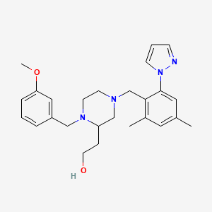 2-[4-[2,4-dimethyl-6-(1H-pyrazol-1-yl)benzyl]-1-(3-methoxybenzyl)-2-piperazinyl]ethanol