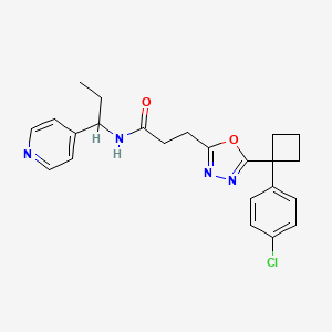 3-{5-[1-(4-chlorophenyl)cyclobutyl]-1,3,4-oxadiazol-2-yl}-N-[1-(4-pyridinyl)propyl]propanamide