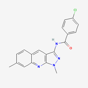 4-CHLORO-N-{1,7-DIMETHYL-1H-PYRAZOLO[3,4-B]QUINOLIN-3-YL}BENZAMIDE