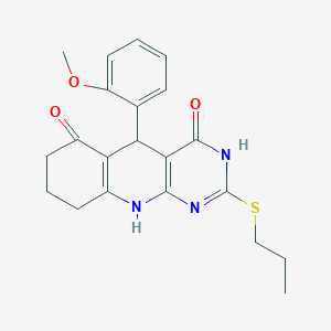 5-(2-methoxyphenyl)-2-(propylthio)-5,8,9,10-tetrahydropyrimido[4,5-b]quinoline-4,6(3H,7H)-dione