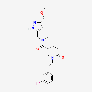 1-[2-(3-fluorophenyl)ethyl]-N-[[3-(methoxymethyl)-1H-pyrazol-5-yl]methyl]-N-methyl-6-oxopiperidine-3-carboxamide