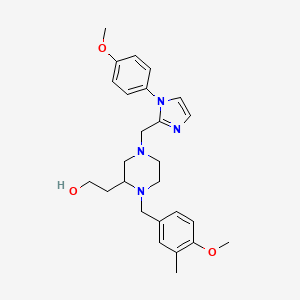 molecular formula C26H34N4O3 B6094132 2-(1-(4-methoxy-3-methylbenzyl)-4-{[1-(4-methoxyphenyl)-1H-imidazol-2-yl]methyl}-2-piperazinyl)ethanol 