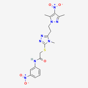 molecular formula C18H20N8O5S B6094143 2-({5-[2-(3,5-dimethyl-4-nitro-1H-pyrazol-1-yl)ethyl]-4-methyl-4H-1,2,4-triazol-3-yl}thio)-N-(3-nitrophenyl)acetamide 