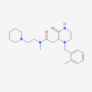 molecular formula C22H34N4O2 B6094211 N-methyl-2-[1-(2-methylbenzyl)-3-oxo-2-piperazinyl]-N-[2-(1-piperidinyl)ethyl]acetamide 