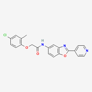 2-(4-chloro-2-methylphenoxy)-N-[2-(pyridin-4-yl)-1,3-benzoxazol-5-yl]acetamide