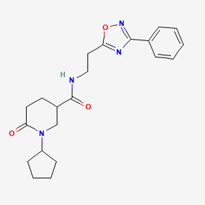 1-cyclopentyl-6-oxo-N-[2-(3-phenyl-1,2,4-oxadiazol-5-yl)ethyl]-3-piperidinecarboxamide