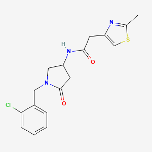 N-[1-[(2-chlorophenyl)methyl]-5-oxopyrrolidin-3-yl]-2-(2-methyl-1,3-thiazol-4-yl)acetamide