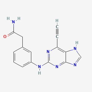 molecular formula C15H12N6O B609499 3-[(6-Ethynyl-9H-purin-2-yl)amino]benzeneacetamide CAS No. 1507367-00-1