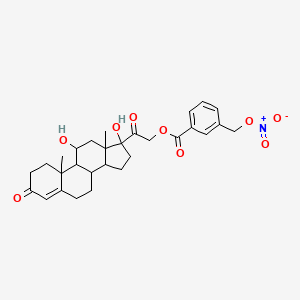molecular formula C29H35NO9 B609505 [2-[(8S,9S,10R,11S,13S,14S,17R)-11,17-dihydroxy-10,13-dimethyl-3-oxo-2,6,7,8,9,11,12,14,15,16-decahydro-1H-cyclopenta[a]phenanthren-17-yl]-2-oxoethyl] 3-(nitrooxymethyl)benzoate CAS No. 571186-50-0