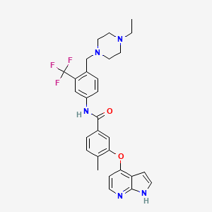 molecular formula C29H30F3N5O2 B609550 N-[4-[(4-ethylpiperazin-1-yl)methyl]-3-(trifluoromethyl)phenyl]-4-methyl-3-(1H-pyrrolo[2,3-b]pyridin-4-yloxy)benzamide CAS No. 1315355-93-1