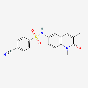 molecular formula C18H15N3O3S B609569 4-Cyano-N-(1,2-dihydro-1,3-dimethyl-2-oxo-6-quinolinyl)benzenesulfonamide CAS No. 1884640-99-6