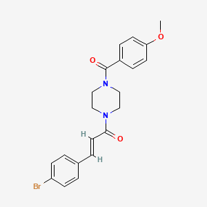 molecular formula C21H21BrN2O3 B609572 (E)-3-(4-Bromophenyl)-1-(4-(4-methoxybenzoyl)piperazin-1-yl)prop-2-en-1-one CAS No. 1599432-08-2