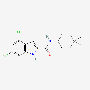 molecular formula C17H20Cl2N2O B609586 4,6-dichloro-N-(4,4-dimethylcyclohexyl)-1H-indole-2-carboxamide CAS No. 1473450-60-0