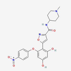 molecular formula C22H22N4O7 B609608 5-[2,4-二羟基-6-(4-硝基苯氧基)苯基]-N-(1-甲基哌啶-4-基)-1,2-恶唑-3-甲酰胺 CAS No. 1253584-84-7
