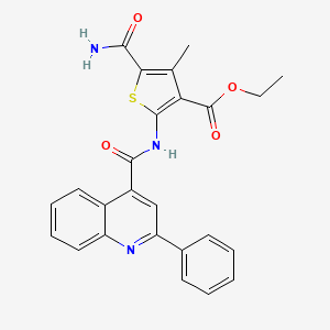 molecular formula C25H21N3O4S B6096417 ethyl 5-carbamoyl-4-methyl-2-[(2-phenylquinoline-4-carbonyl)amino]thiophene-3-carboxylate CAS No. 5702-09-0