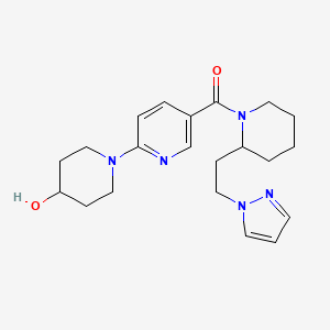 molecular formula C21H29N5O2 B6096426 1-[5-({2-[2-(1H-pyrazol-1-yl)ethyl]-1-piperidinyl}carbonyl)-2-pyridinyl]-4-piperidinol 