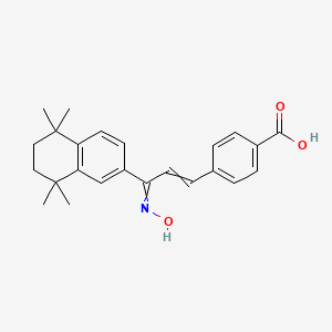 molecular formula C24H27NO3 B609645 4-[3-Hydroxyimino-3-(5,5,8,8-tetramethyl-6,7-dihydronaphthalen-2-yl)prop-1-enyl]benzoic acid CAS No. 1351452-80-6