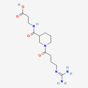 molecular formula C14H25N5O4 B609647 beta-Alanine, N-((1-(4-((aminoiminomethyl)amino)-1-oxobutyl)-3-piperidinyl)carbonyl)- CAS No. 150044-75-0