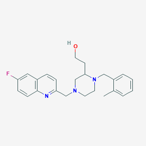 molecular formula C24H28FN3O B6096522 2-[4-[(6-fluoro-2-quinolinyl)methyl]-1-(2-methylbenzyl)-2-piperazinyl]ethanol 