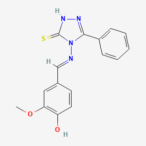 molecular formula C16H14N4O2S B6096528 4-(((3-MERCAPTO-5-PHENYL-4H-1,2,4-TRIAZOL-4-YL)IMINO)METHYL)-2-METHOXYPHENOL 