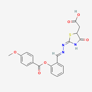 molecular formula C20H17N3O6S B6096536 [2-({2-[(4-methoxybenzoyl)oxy]benzylidene}hydrazono)-4-oxo-1,3-thiazolidin-5-yl]acetic acid 