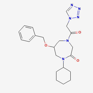 molecular formula C21H28N6O3 B6096560 6-(benzyloxy)-1-cyclohexyl-4-(1H-tetrazol-1-ylacetyl)-1,4-diazepan-2-one 