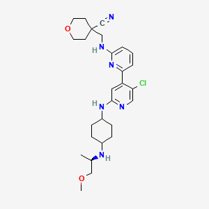 molecular formula C27H37ClN6O2 B609686 4-((5'-氯-2'-((1R,4r)-4-((R)-1-甲氧基丙烷-2-氨基)环己基氨基)-2,4'-联吡啶-6-氨基)甲基)四氢-2H-吡喃-4-腈 CAS No. 1263373-43-8