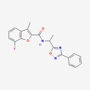 7-fluoro-3-methyl-N-[1-(3-phenyl-1,2,4-oxadiazol-5-yl)ethyl]-1-benzofuran-2-carboxamide