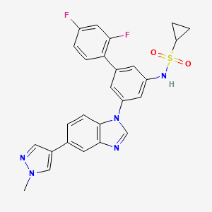 molecular formula C26H21F2N5O2S B609718 N-[3-(2,4-difluorophenyl)-5-[5-(1-methylpyrazol-4-yl)benzimidazol-1-yl]phenyl]cyclopropanesulfonamide CAS No. 1430723-35-5