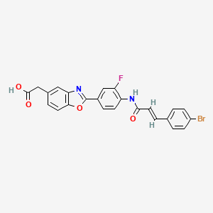 molecular formula C24H16BrFN2O4 B609723 (E)-2-(2-(4-(3-(4-bromophenyl)acrylamido)-3-fluorophenyl)benzo[d]oxazol-5-yl)acetic acid CAS No. 853929-59-6