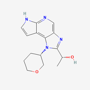 molecular formula C15H18N4O2 B609725 (R)-1-(1-((S)-Tetrahydro-2H-pyran-3-yl)-1,6-dihydroimidazo[4,5-d]pyrrolo[2,3-b]pyridin-2-yl)ethanol CAS No. 1315485-91-6