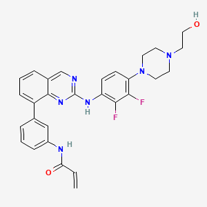molecular formula C29H28F2N6O2 B609727 N-(3-(2-((2,3-二氟-4-(4-(2-羟乙基)哌嗪-1-基)苯基)氨基)喹唑啉-8-基)苯基)丙烯酰胺 CAS No. 1660963-42-7