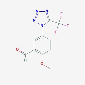 molecular formula C10H7F3N4O2 B060974 2-Methoxy-5-[5-(trifluoromethyl)tetrazol-1-yl]benzaldehyde CAS No. 168267-11-6