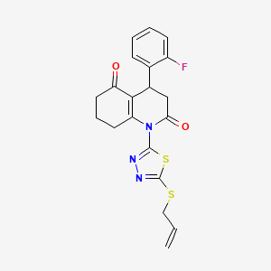 4-(2-FLUOROPHENYL)-1-[5-(PROP-2-EN-1-YLSULFANYL)-1,3,4-THIADIAZOL-2-YL]-1,2,3,4,5,6,7,8-OCTAHYDROQUINOLINE-2,5-DIONE