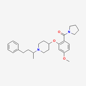 molecular formula C27H36N2O3 B6097701 4-[5-methoxy-2-(1-pyrrolidinylcarbonyl)phenoxy]-1-(1-methyl-3-phenylpropyl)piperidine 