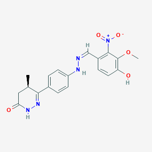 molecular formula C19H19N5O5 B609771 (4R)-3-[4-[(2Z)-2-[(4-hydroxy-3-methoxy-2-nitrophenyl)methylidene]hydrazinyl]phenyl]-4-methyl-4,5-dihydro-1H-pyridazin-6-one CAS No. 360794-85-0